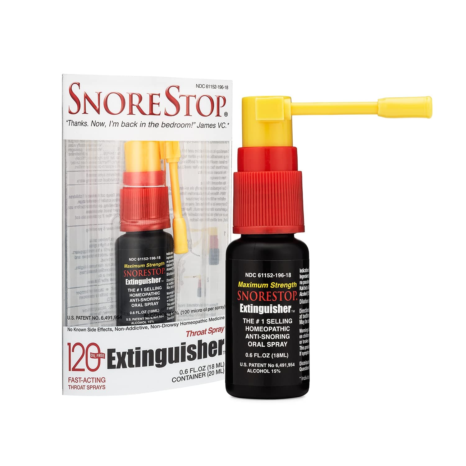 SnoreStop Extinguisher Snoring Solution - Anti Snoring Throat Spray, Device-Free Snore Stopper - Natural Snoring Relief, Sleeping Aid - Breathe and Sleep Right - 120 Sprays