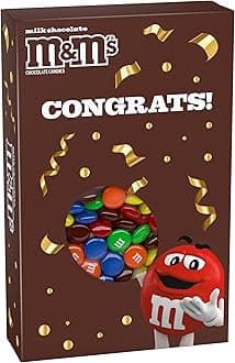 M&M'S Milk Chocolate Candy Gift Box with Congrats Card for Graduation, Anniversary, Engagement, Wedding, Baby, New Job, and All Congratulations Card Gift Celebrations Needs – 10 Oz Box