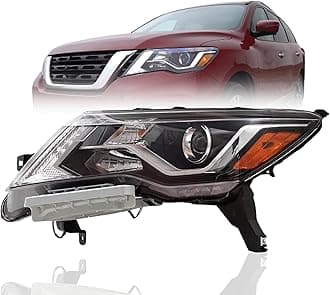 Headlamp Replacement For Nissan Pathfinder 2017-2020 S, SV | 2017-2018 SL Halogen Headlight Assembly with Bulbs Left Side/Driver Side Partslink: NI2502252C / OEM: 26060-9PF9A CAPA Certified
