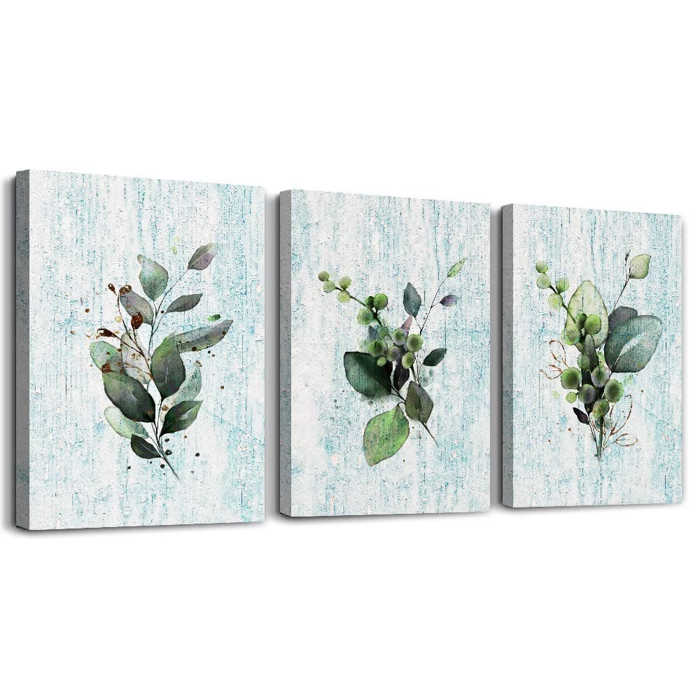 modern style Green leaves plants Canvas wall art for bedroom bathroom wall decor Watercolor painting Framed posters Canvas Prints for living room office Home Decoration mural kitchen wall painting