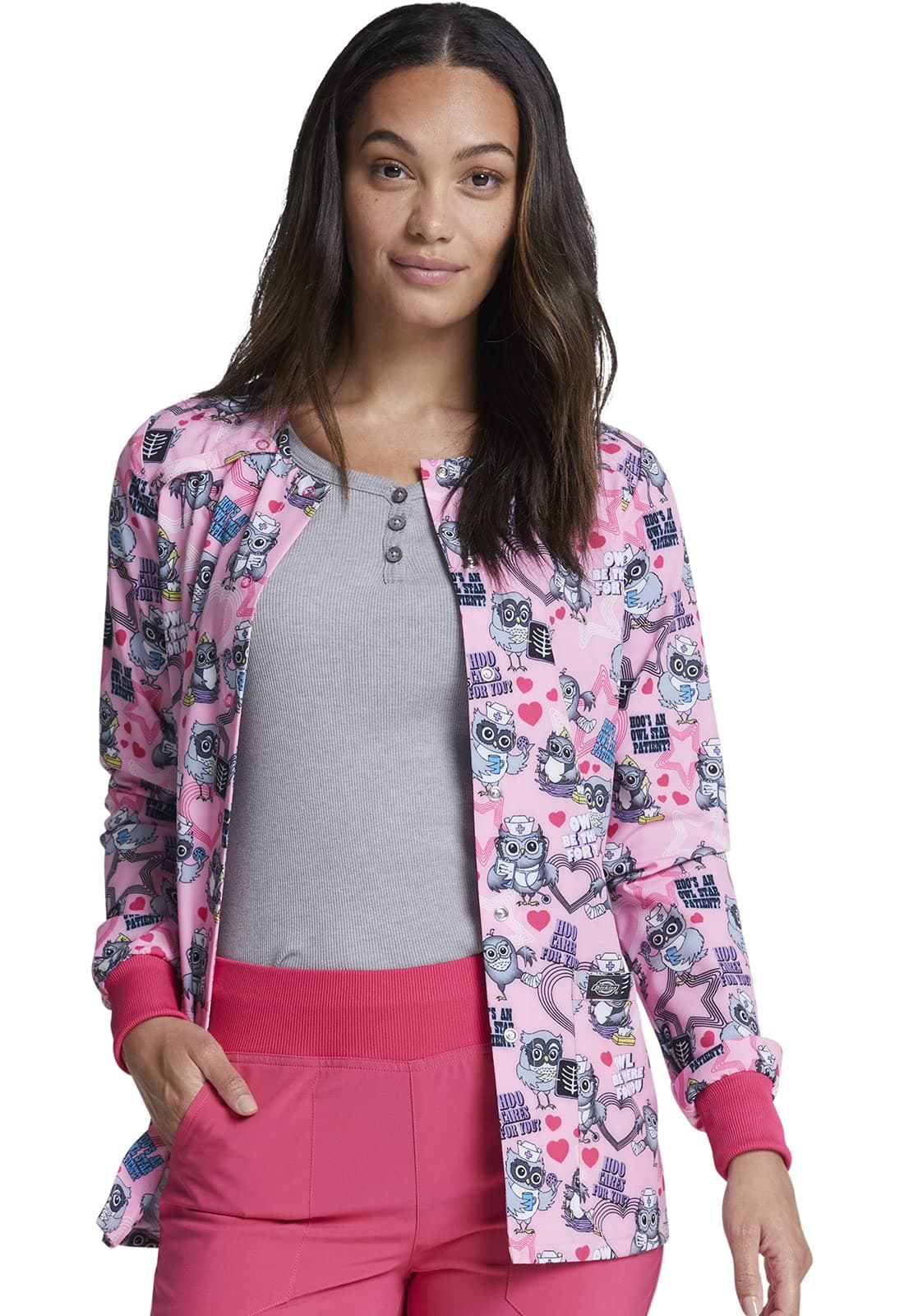 Dickies EDS Women Warm Up Scrubs Jacket Snap Front DK309