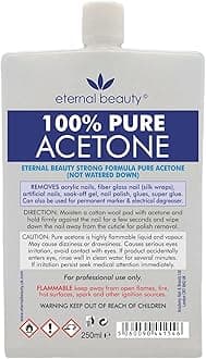 Acetone 100% Pure Nail Polish Remover for UV/LED, Gel Soak Off, Removes All Types of Nail Polish, By Eternal Beauty (250ml)