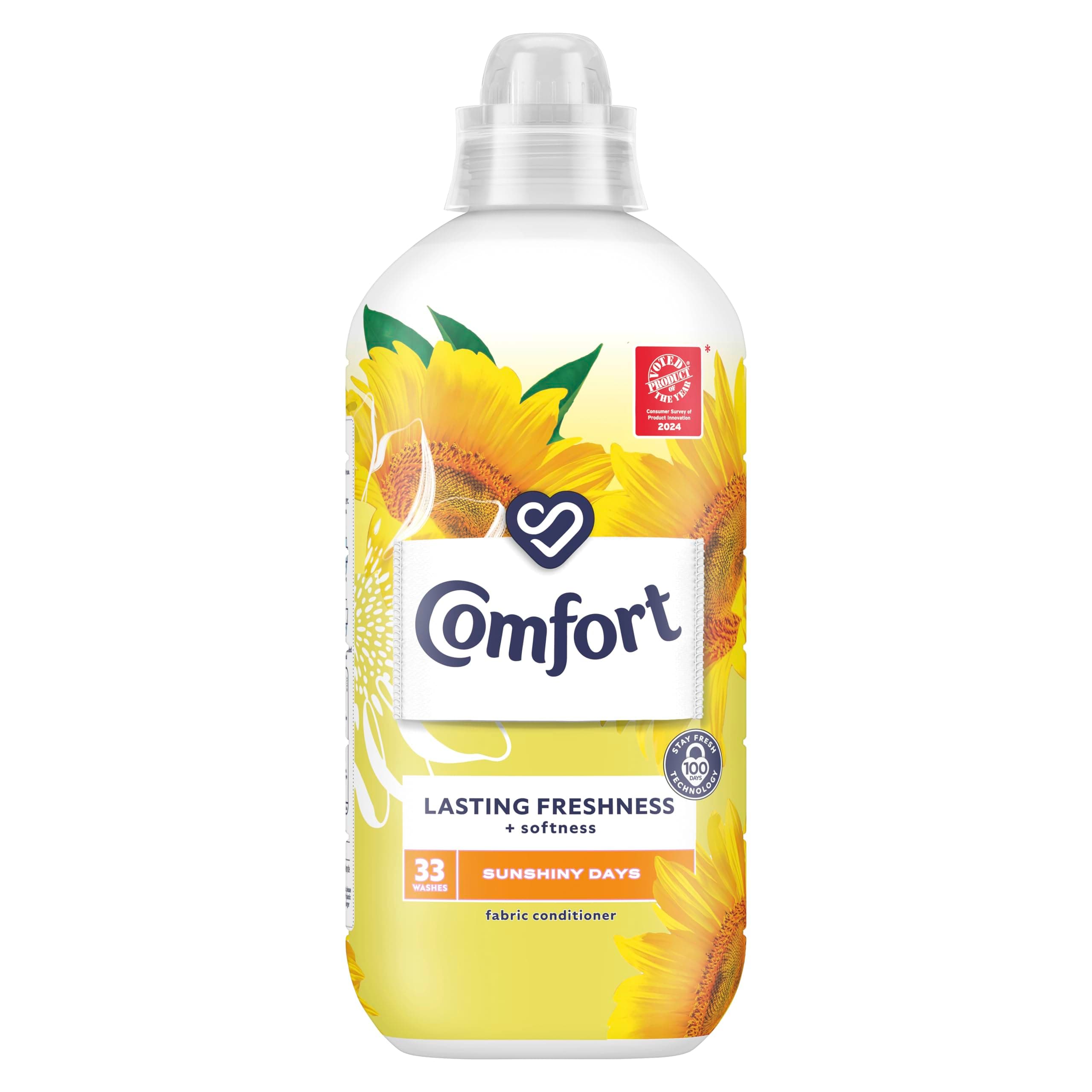Comfort Sunshiny Days Fabric Conditioner with Stay Fresh technology for 100 days of freshness + fragrance* 33 washes (990 ml)