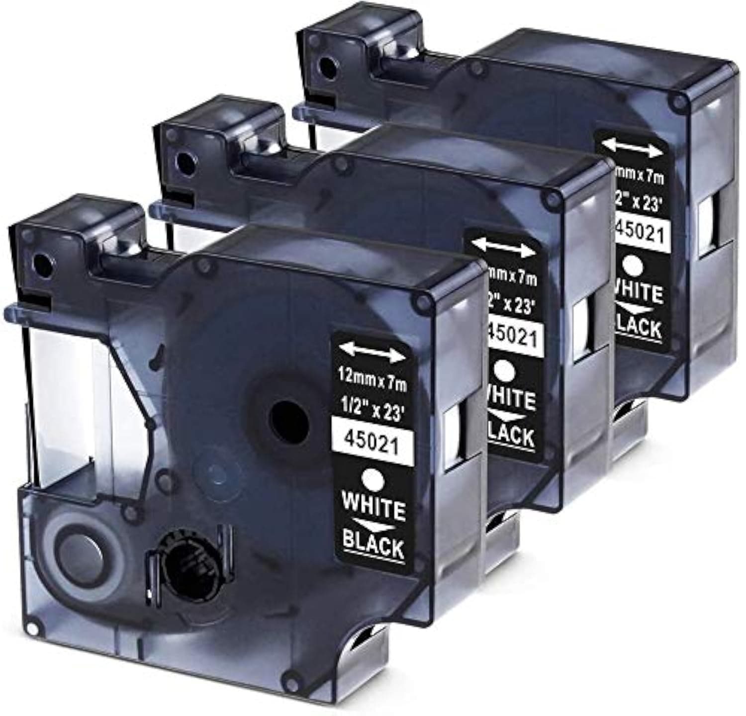 Oozmas Replacement for Dymo White on Black Label Tape D1 45021 Permanent Polyester Tapes 1/2-Inch S0720610 Compatible with DYMO LabelManager 160 210D 280 360D COLORPOP, 3-Pack