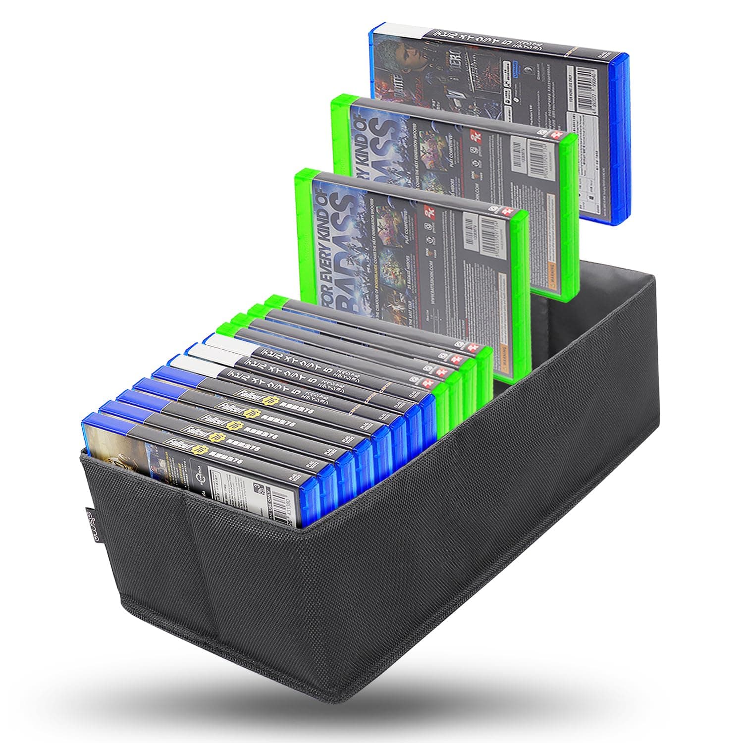 sisma Video Games Storage Case - Compatible with Xbox PS5 PS4, Holds Around 22-25 Game Discs, Games Holder Organiser Home Safekeeping Foldable Box