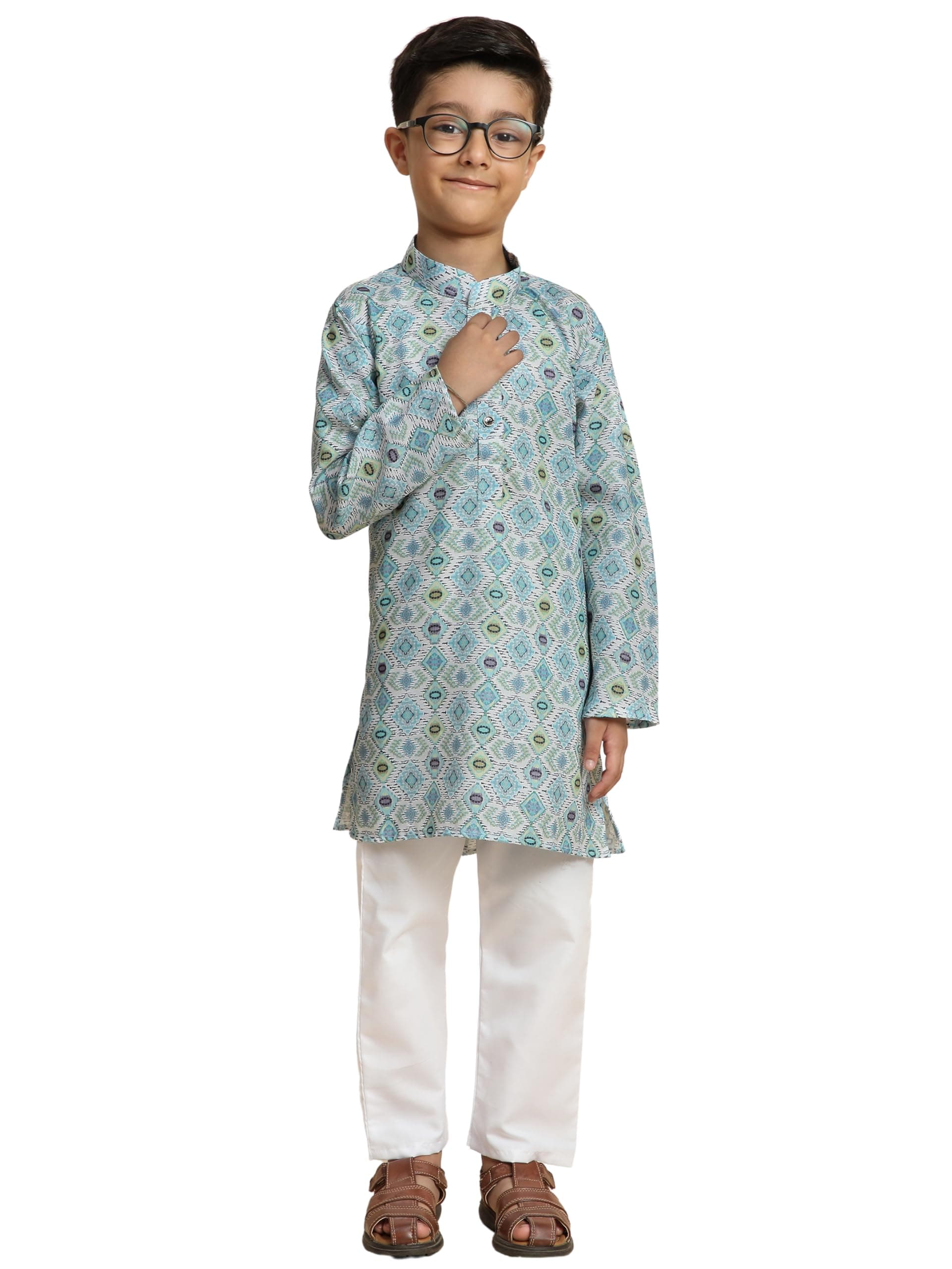 Pro-Ethic Style Developer Boy's Cotton Embellished Kurta Pajama for Baby Kids Ethnic Wear (S-166)