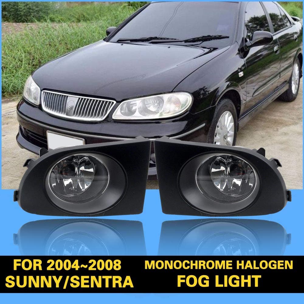 DLAA NS700B For 2004 2005 2006 2007 2008 Sunny/Sentra Front Fog Light Set Halogen Daytime Running Light H11 12v55w Front Bar Light Harness Switch Bezel Assembly