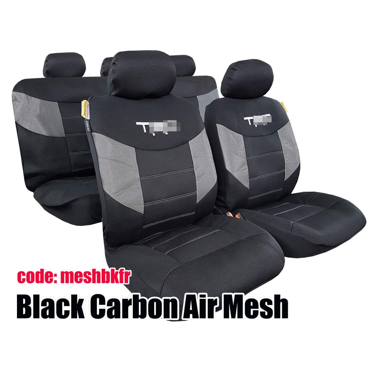 ITAILORMAKER Car Seat Covers 9PCS Carbon Black Full Set-Universal Fit Airbag Compatible-Low Back Bucket Front Split Rear Bench-Racing Sports Embroidery-Cool Mesh Shiny Metallic Jacquard