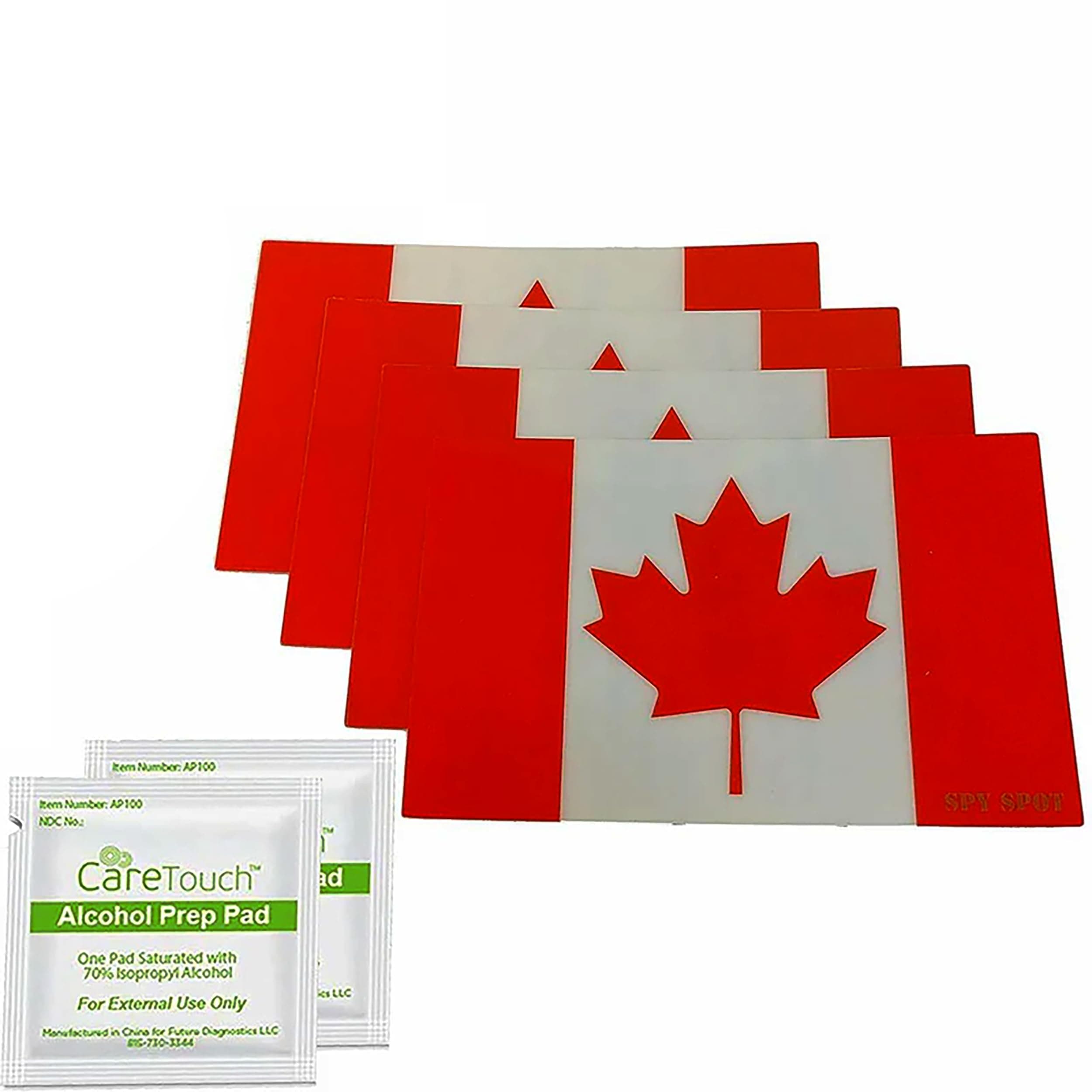 Spy Spot Canada Flag Stickers (4 Pack) 4" x 2.5" Vinyl Decals - Weatherproof, UV Resistant, Peel & Stick Canadian Flag for Cars, Windows, Laptops, Water Bottles - Indoor & Outdoor Use