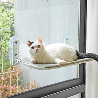 PETKARAYCat Window Perch, Foldable Cat Hammock for Window, Cat Window Bed for Indoor Cats, Reversible Cover for All Seasons