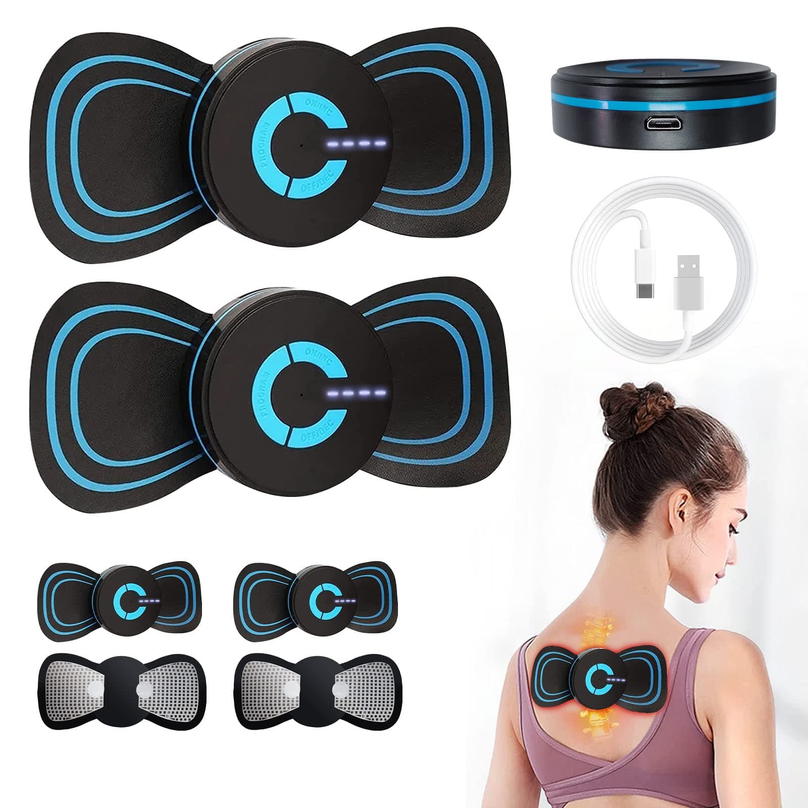 Cervical Spine Massager, 2 Pcs Cervical Massager Pads, Mini Massager Portable Massager for Neck Back Shoulder Hand Legs Arms Waist