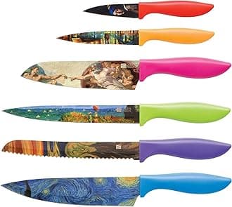 CHEF'S VISION Masterpiece Knife Set -6-Piece Stainless Steel Cutting Knives Set for Kitchen - Stunning Artistic Designs, Great Gift for Women or Men - Unique Kitchen Knife Set Gift for Art Lovers