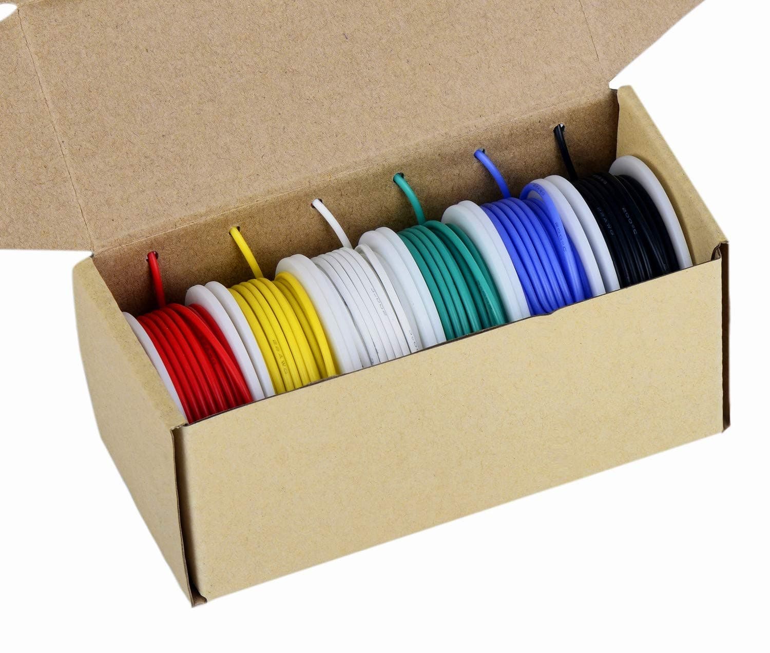 TUOFENG 20 AWG Electrical Wire Kit, Colored Wire 0.52mm² Flexible Silicone Wires (6 Different Colored 7 Meter spools) 600V Insulated Wires High Temperature Resistance