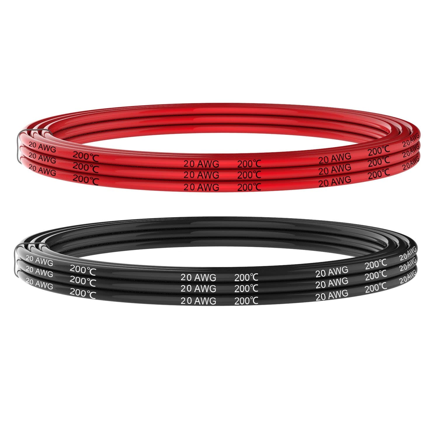 Electrical Wire 20 AWG 20 Gauge Silicone Wire Hook Up Wire Cable 20 Feet [10 ft Black and 10 ft Red] - Soft and Flexible 100 Strands 0.08mm of Tinned Copper Wire High Temperature Resistant