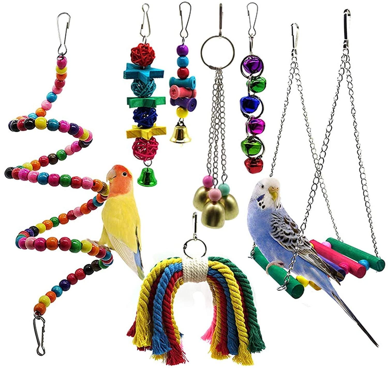 Mumoo Bear Bird Parrot Perch Toys, 7 Packs