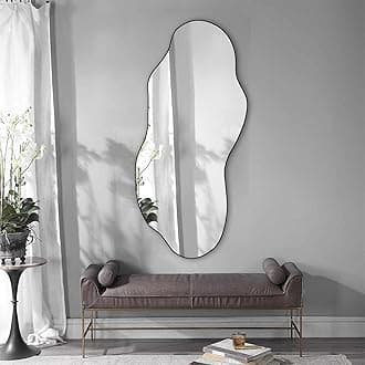 POZINO Irregular Wall Mirror, Large Asymmetrical Mirrors, 47.2"x21" Odd Shaped Mirrors Decorative, Modern Abstract Frameless Mirror for Living Room Bedroom Bathroom Entryway