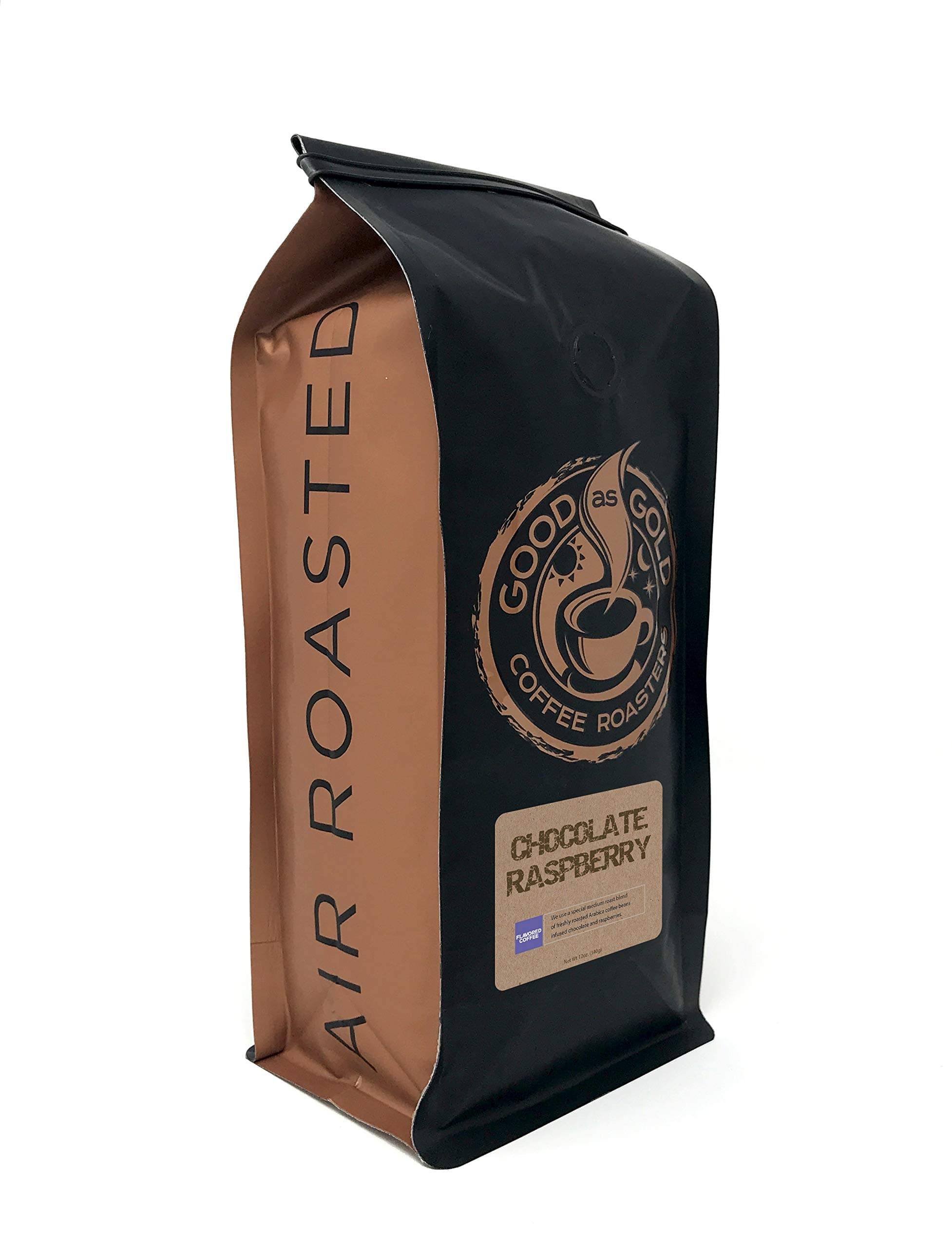 Good As Gold Coffee Roasters - Chocolate Raspberry Whole Bean Flavored Coffee, 12 Oz