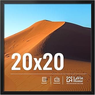 LaVie Home 20x20 Picture Frame for Wall Display, 20x20 Black Picture Frame with HD Plexiglas, 20 x 20 Square Frame 1 Pack, Display Frame for Vertical or Horizontal, Classic Collection