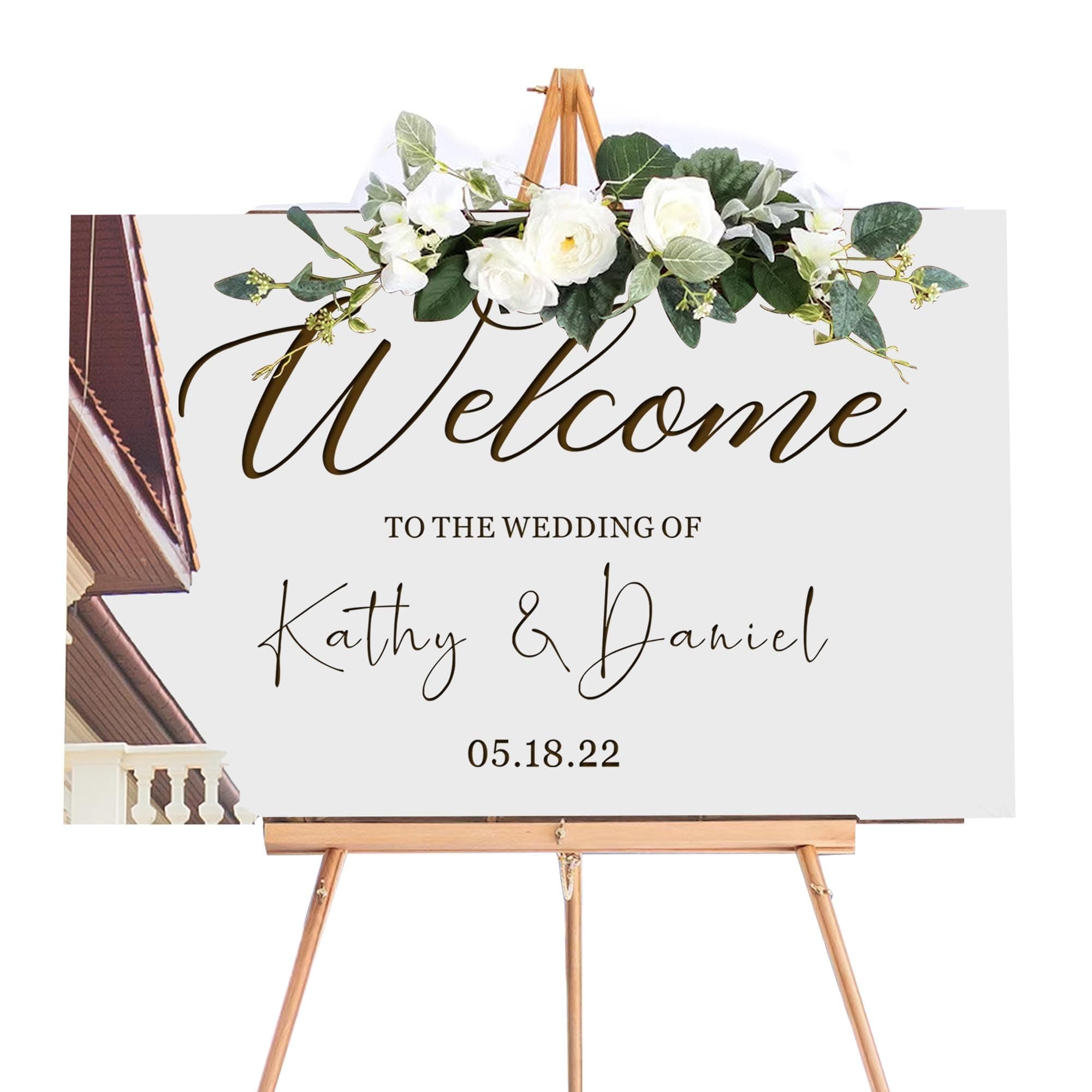 Personalized Wedding Welcome Sign Mirror Acrylic Wedding Signs Guide Plaque Wedding Decorations for Reception Welcome to Our Wedding Sign for Wedding Theme (Silver Design 1, 23x15.3in)