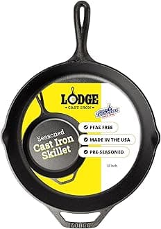 Pre-Seasoned Cast Iron Skillet for Indoor and Outdoor Use. Induction Frying Pan. Oven, Grill and Metal Utensil Safe Skillet Frying Pan with Pouring Lips. Made in The USA. 30.5 cm/12 inch