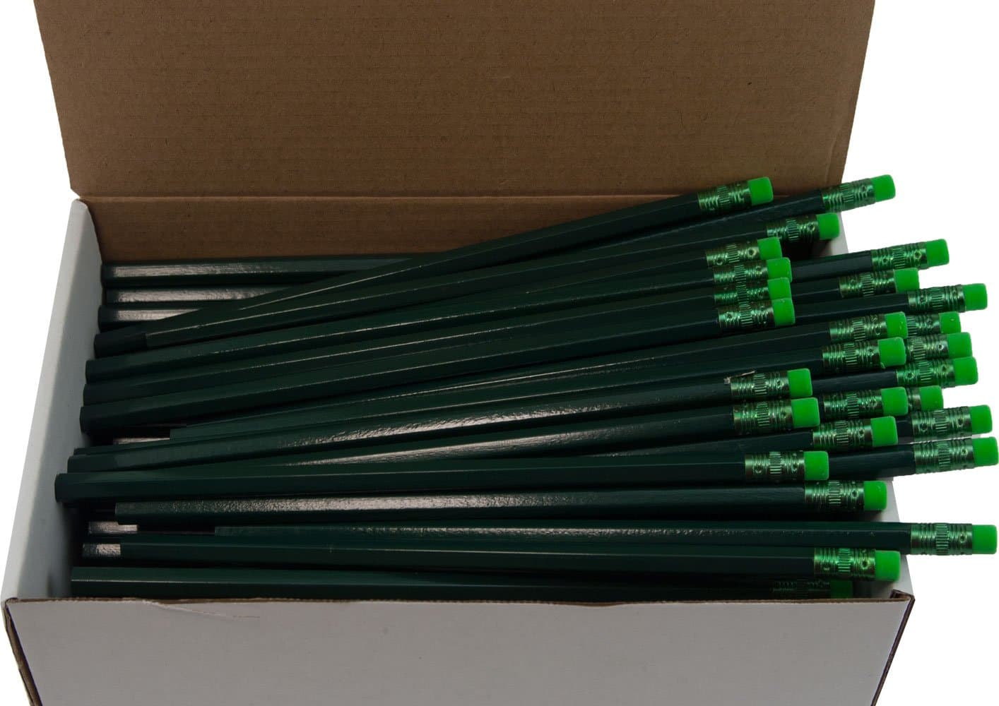 Hex Pencils (Full Size Hex Pencil with #2 Lead Available in a Variety of Colors) (Tested Non Toxic) (Latex Free Eraser) (Classroom Pencils) (Bulk Box of 144) (Golf Green)