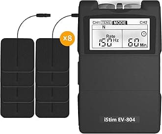 EV-804 TENS/EMS 2 Channel Combo Machine Unit - Muscle Stimulator + Back Pain Relief and Pain Management- 7 modes (Including 8 Pieces Electrodes Pads)
