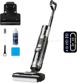 EurekaCordless Wet Dry Vacuum Cleaner Self Cleaning Vacuum and Mop Combo, Good for Hard Floors Pet Hair Sticky Messes, RapidWash NEW430BL, Blue