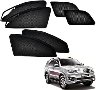 Kozdiko Zipper Magnetic Car Sunshades Curtain Set of 6 Pcs Black Color for Toyota Old Fortuner(2008-2016)