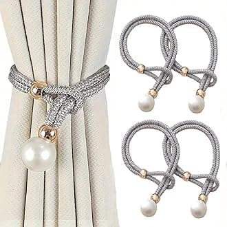 INOVERA (LABEL) 4 Pieces Curtain Holders Tieback - Adjustable Window Curtains Tie Rope - Drapery Holdbacks Band for Office Home Decorative Accessories (Grey)