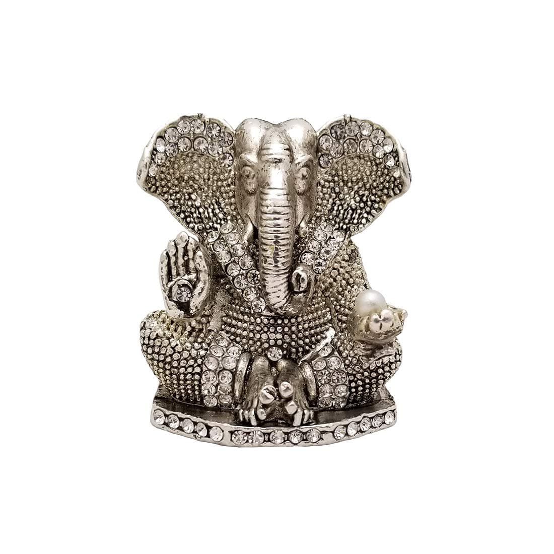 GALAXY KARMAA Silver Colour God Ganesha Statue for Car Dashboard and Home Decor