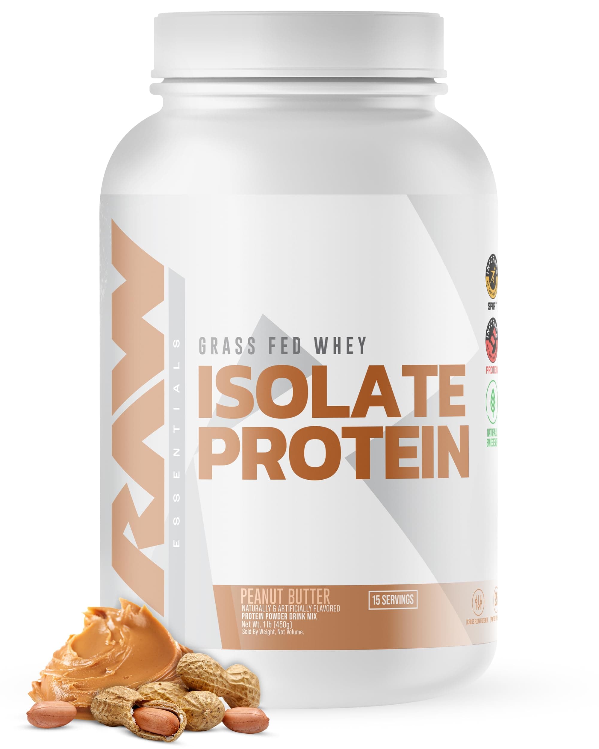 RAW Whey Isolate Protein Powder, Peanut Butter - 100% Grass-Fed Sports Nutrition Protein Powder for Muscle Growth & Recovery - Low-Fat, Low Carb, Naturally Flavored & Sweetened - 25 Servings