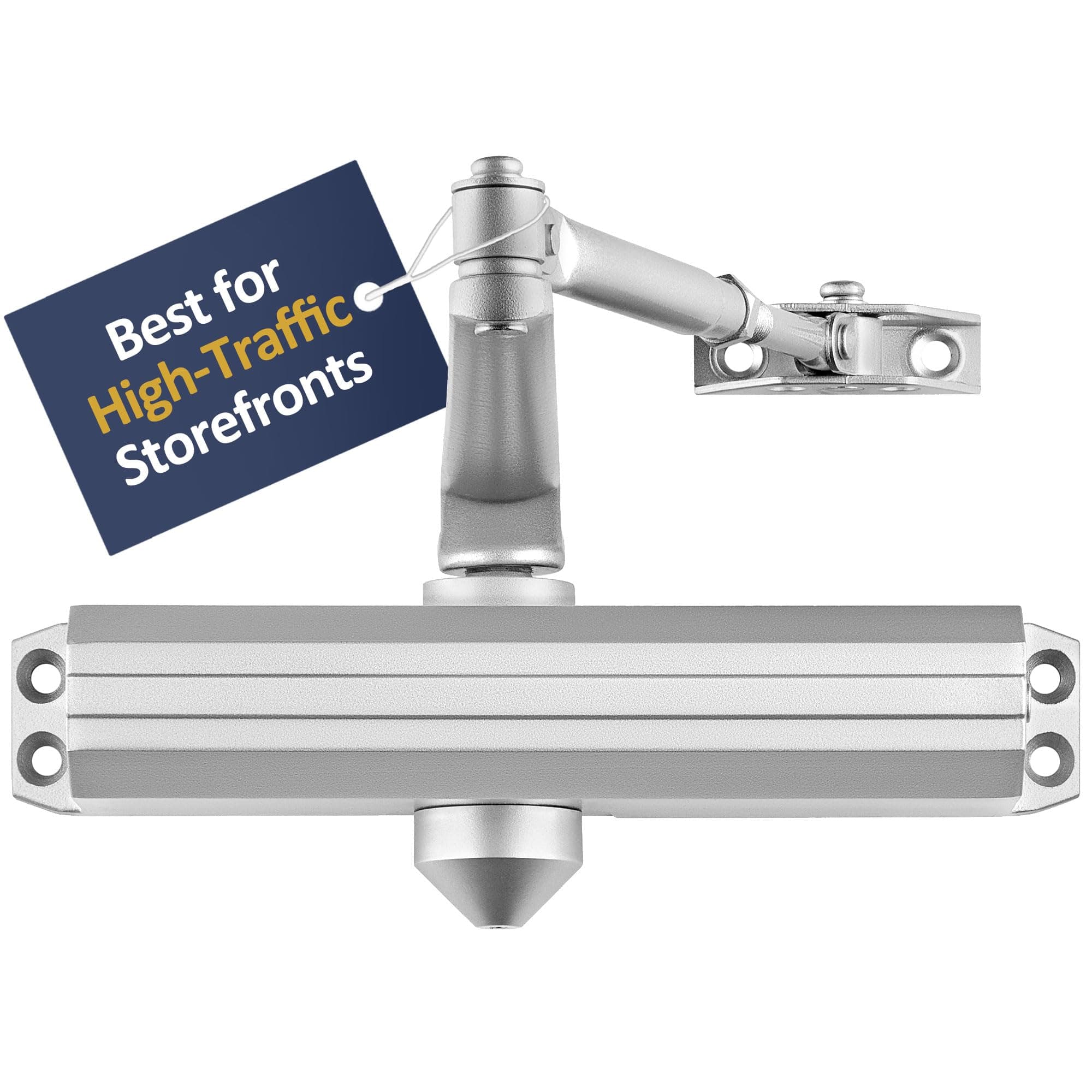 Lawrence Medium/Heavy Duty Door Closer Commercial Grade 1 - Surface-Mounted Commercial Automatic Door Closer with Adjustable 6-Speed Control and 3 Valves - Embassy Series LH5016