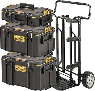 DEWALTTOUGHSYSTEM DWST83401-1 4-in-1 Kit - 3 Small, Medium and Large Capacity Boxes and 1 Trolley - IP65-700 x 620 x 1113 mm - Robust - TAG Tool Connect