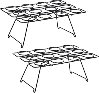 Patelai 2 Pack Ice Cream Cone Baking Racks 12-cavity Cupcake Cone Holders Cupcakes Display Stands Cooling Racks for Home Kitchen Baking Cooking Ice Cream Tools Supplies(Black)