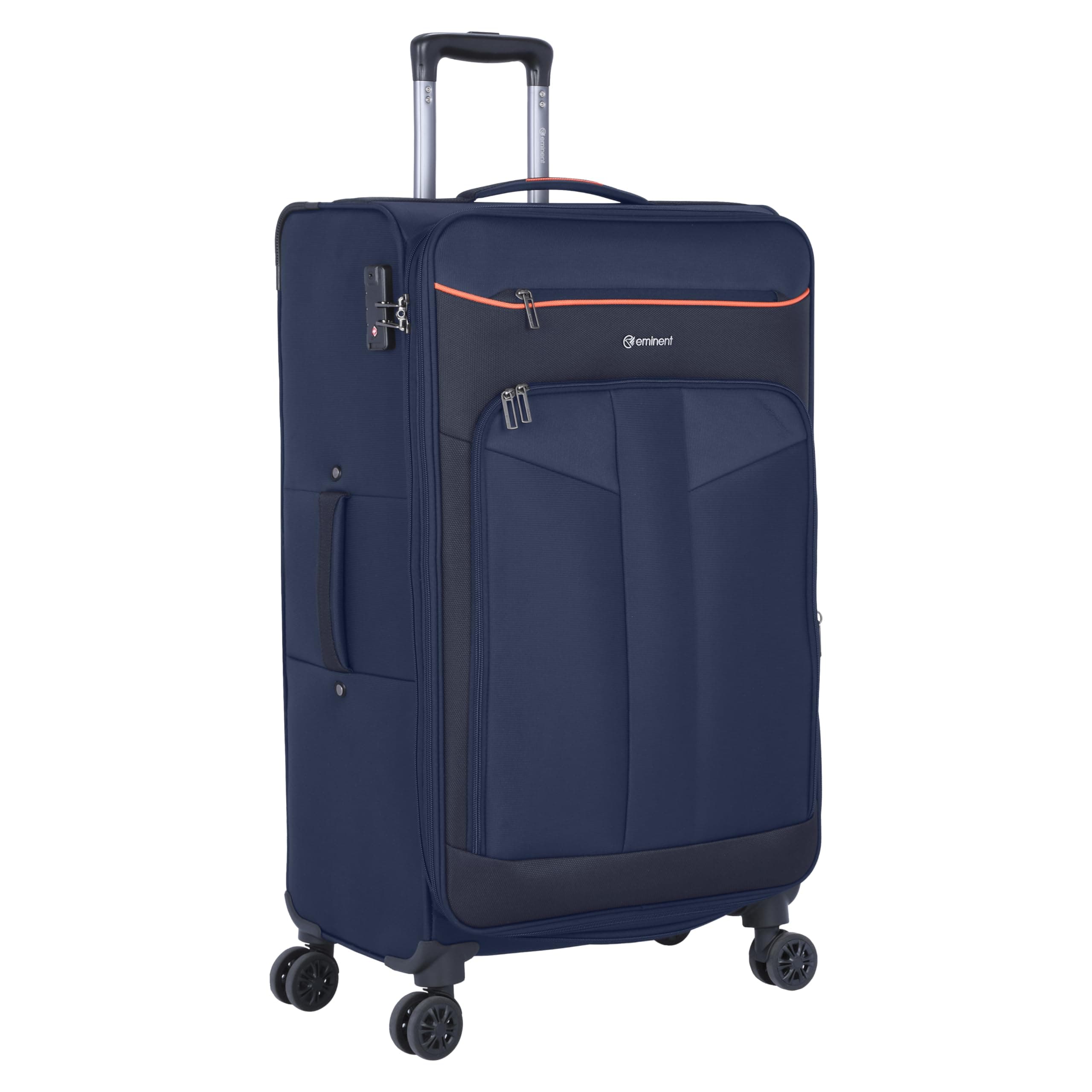 Unisex Soft Luggage Trolley Polyester Lightweight Expandable 4 Double Spinner Wheeled Suitcase with 3 Digit TSA lock E788SZ (Checked Luggage 28-Inch, Navy)