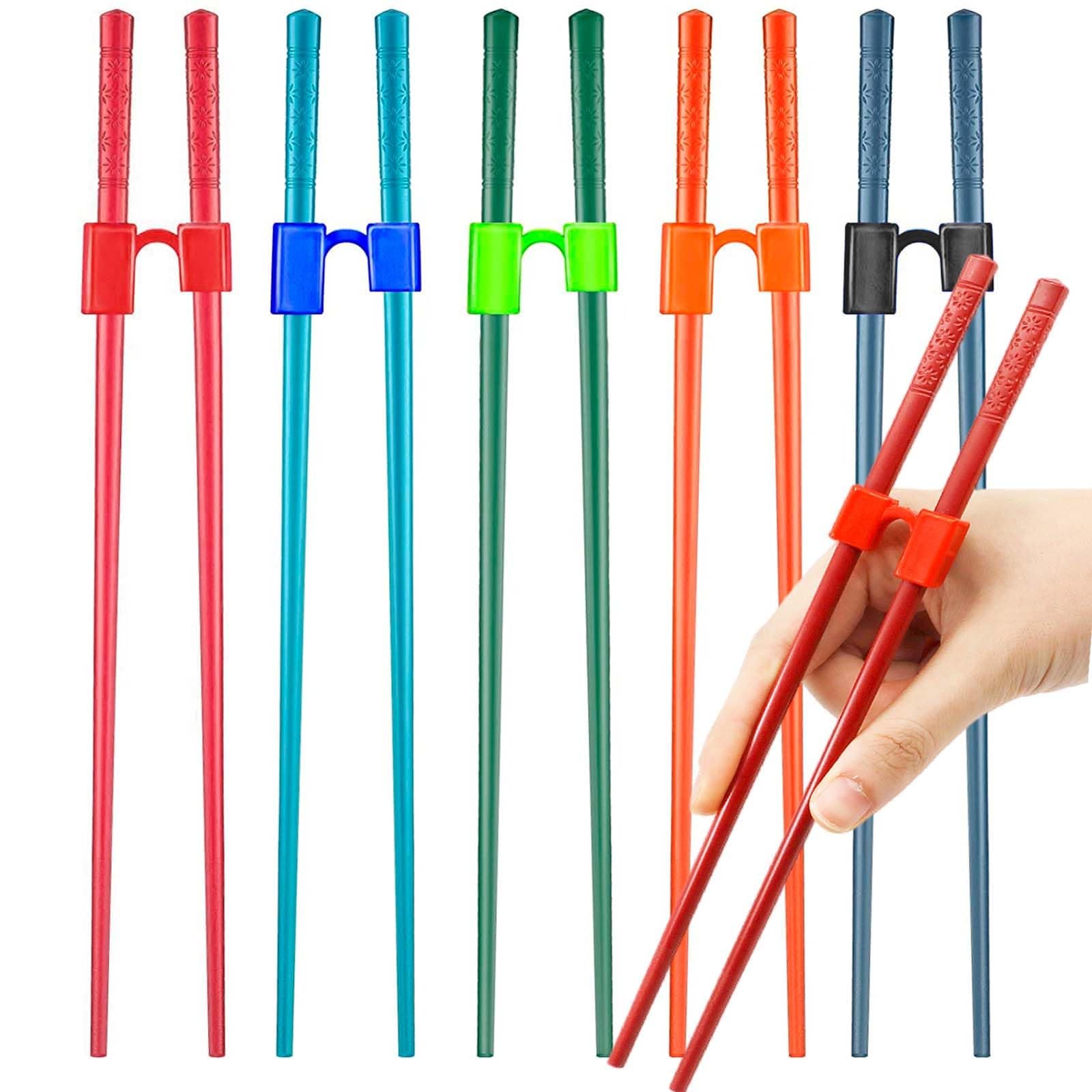 5 Pairs Reusable Chopstick Helpers Dishwasher Safe Training Chop sticks Adult Practice Chopsticks Beginners Right Left Handed Chinese Sticks Learning Chopsticks Holder with Clip Trainer
