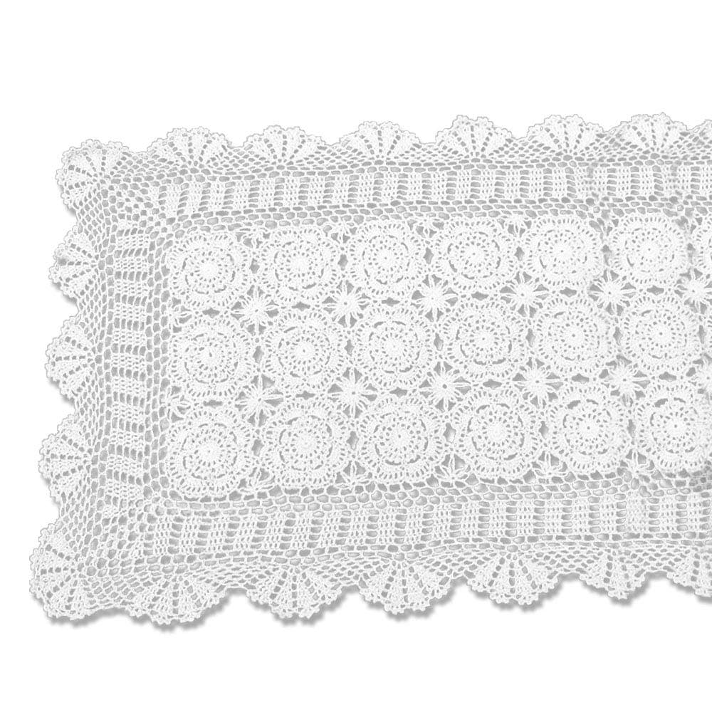 KEPSWET Vintage Handmade Crochet Lace Rectangular Table Runner Doilies 100% Cotton Floral Tablecloth (50cmx60cm, White)