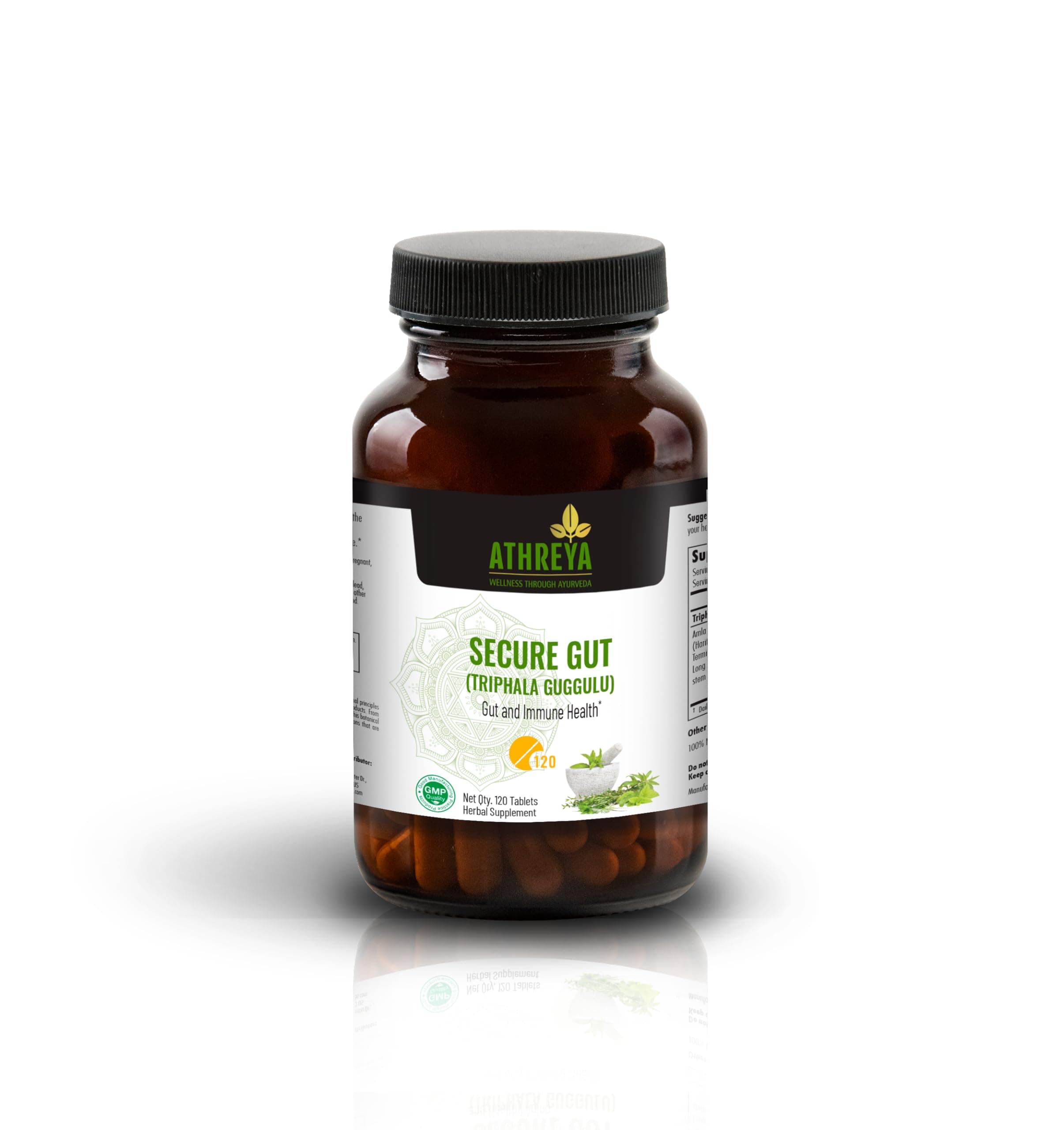 Herbs Secure Gut (Triphala Guggulu) Tablets| 120 Tablets | Herbal Supplement for Gut and Immune Health | Goodness of Triphala, Guggulu | Vegan, Non-GMO, Gluten-Free | 30 Day Supply