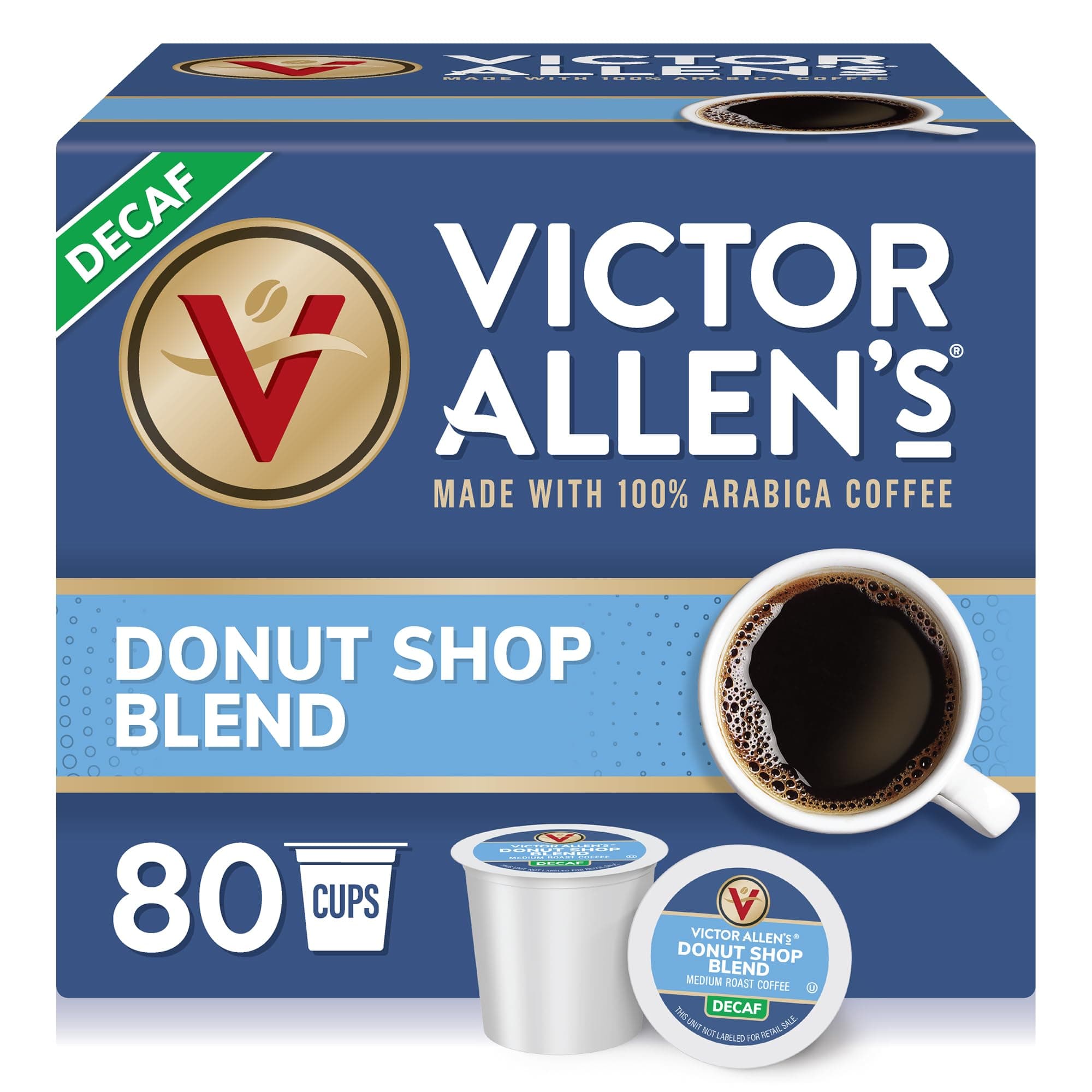 Decaf Donut Shop Blend, Medium Roast, 80 Count, Single Serve Coffee Pods for Keurig K-Cup Brewers