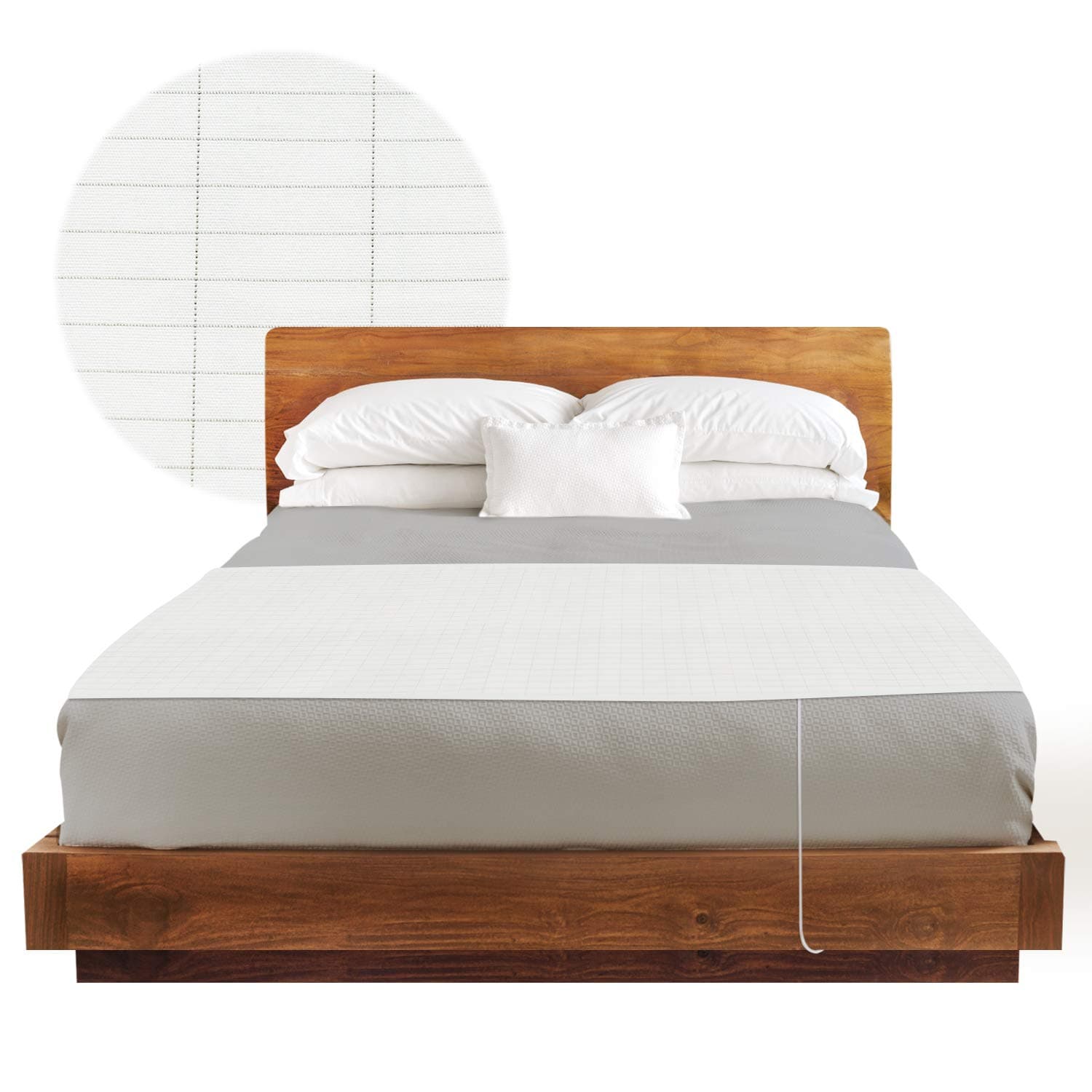 Grounding Sheet - Earthing Products Kit for Bed w/Conductive Pad | Under Blanket & Sheet for Sleep EMF Therapy | Woven Silver Set for Queen, King Mattress Bedding w/Ground to Earth Cable