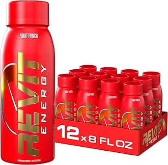 - Steel Revit Energy Drink Fruit Punch 8oz (12-Pack) | 300mg Caffeine, 7 Essential Vitamins | Sugar-Free, Resealable Cap, All-Day Energy