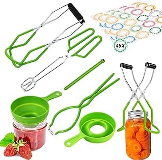 Cooking Utensils Canning Supplies Starter Kit - Beginner's Set with Canning Tools, Tongs, Jar Lifter, Funnel, Labels, Stainless Steel Water Bath Canning Pot Accessories, Pressure Canning Essentials