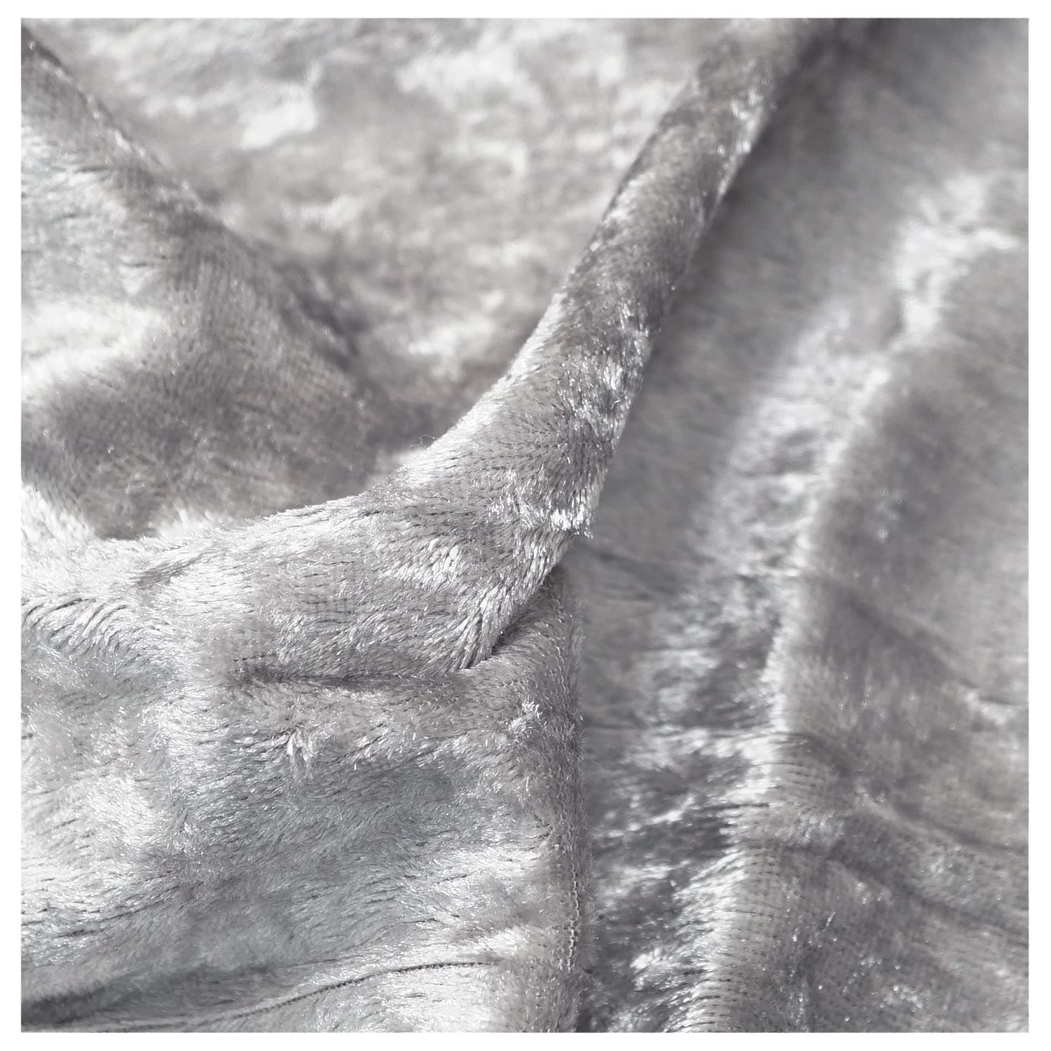 Platinum Silver Crushed Velvet Fabric Craft Stretch Velour Material - Soft Furnishing & Craft Velour Fabric - 150cm Wide (500cm x 147cm (197" x 58"))