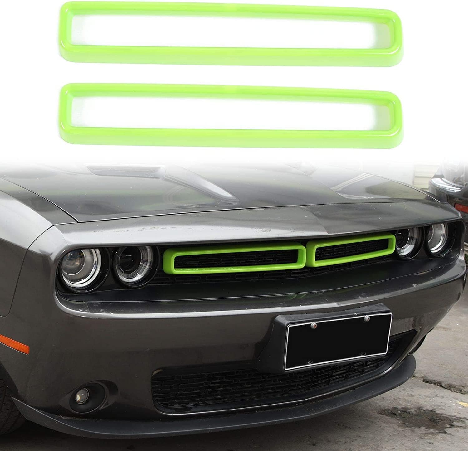 Voodonala for Challenger Front Grille Inserts for 2015-2024+ Dodge Challenger Exterior Accessories, ABS Green 2pcs