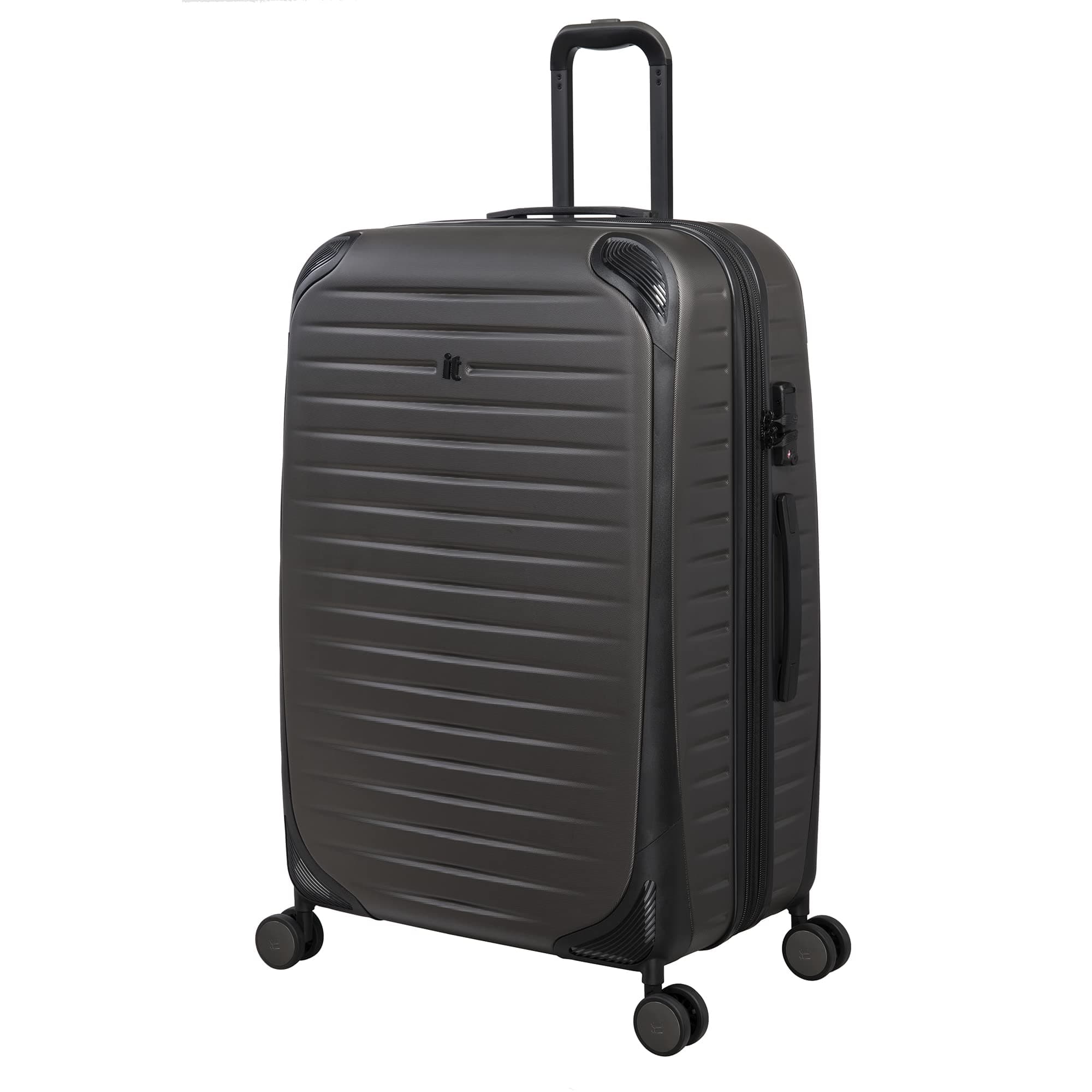 it luggage Lineal 32" Hardside Checked 8 Wheel Expandable Spinner, Dark Grey