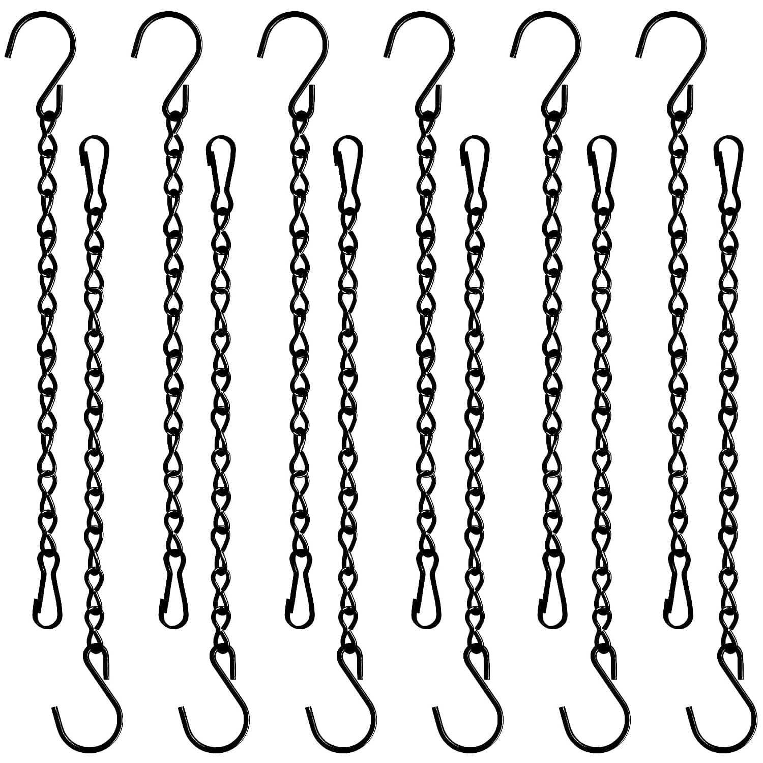 12 Pack 9.5 Inch Hanging Chain for Bird Feeders, Planters, Lanterns, Wind Chimes, Billboards, Chalkboards and Ornaments (Black)