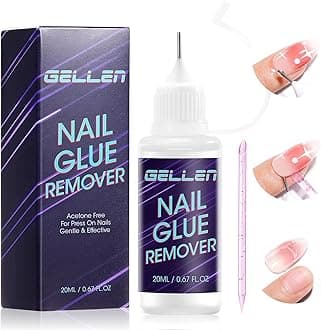 Pinpoint Nail Glue Remover for Press ons, 0.68 Fl.oz Non Acetone Gentle Glue Remover, Multi-Functional Remover for Nail Tips, Quick & Easy Gel x Nails Off