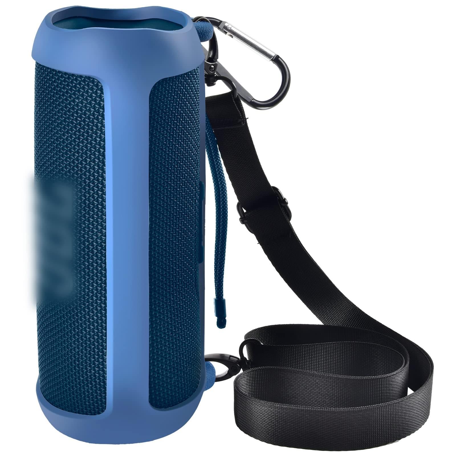 Silicone Case for JBL FLIP 6 Waterproof Portable Bluetooth Speaker, Gel Soft Skin Rubber Cover, Travel Carrying Storage Bag Pouch with Shoulder Strap and Carabiner - Blue