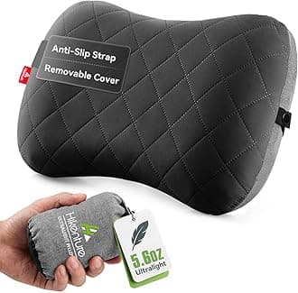 Camping Pillow with Removable Cover - Ultralight Inflatable Pillow for Neck Lumbar Support - Upgrade Backpacking Pillow - Washable Travel Air Pillows for Camping, Hiking, Backpacking