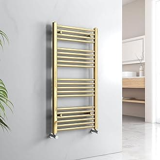 EMKE Heated Towel Rail Ladder Style Bathroom Radiator Gold Towel Radiator 1000 x 500 mm Towel Warmer Versatile Floor/Wall Mounted Radiator Central Heating Radiator for Bathroom